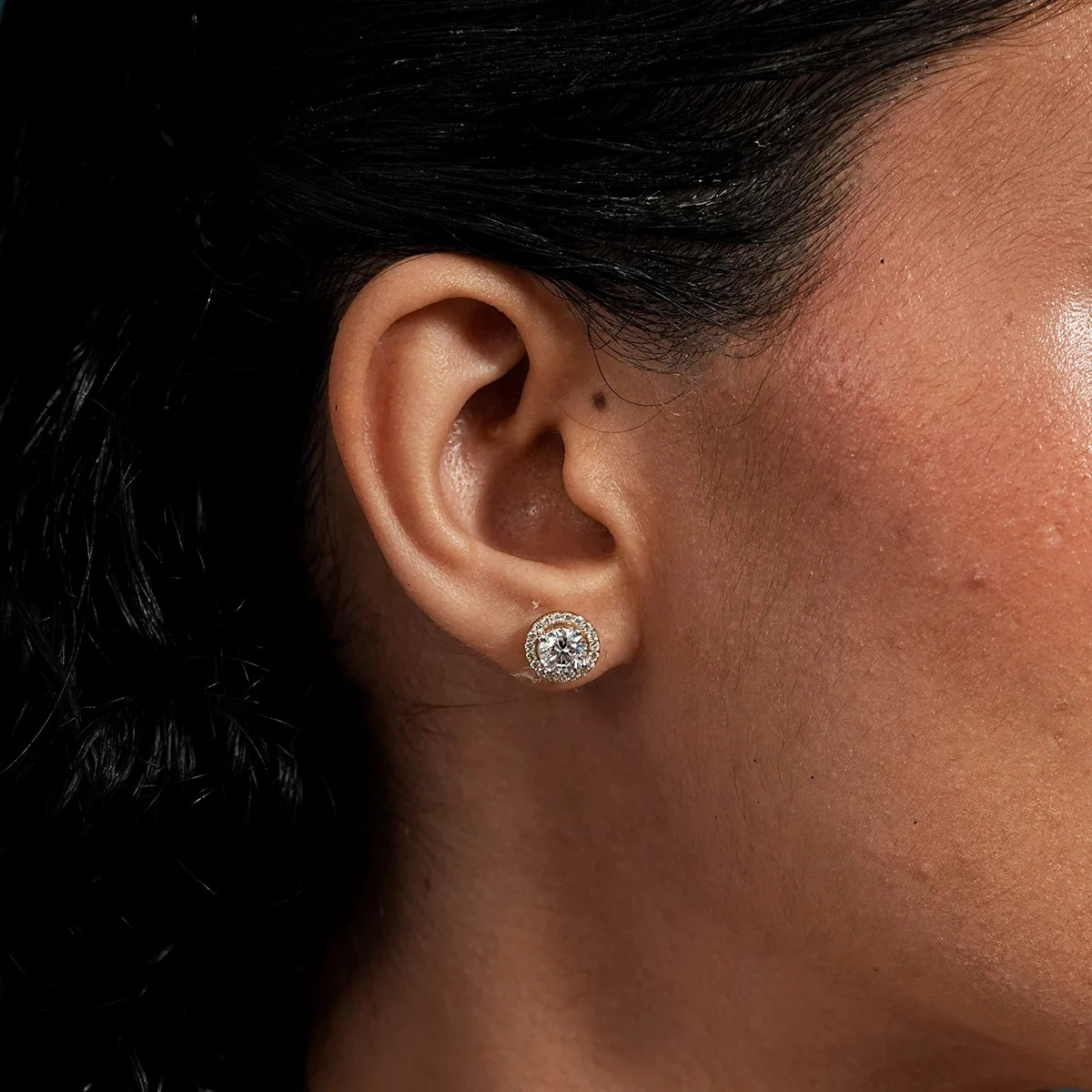Round Halo Lab Grown Diamond Earrings